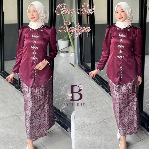 Safiya One Set Baju Kurung Melayu Rok Songket Modern Premium Termurah ...