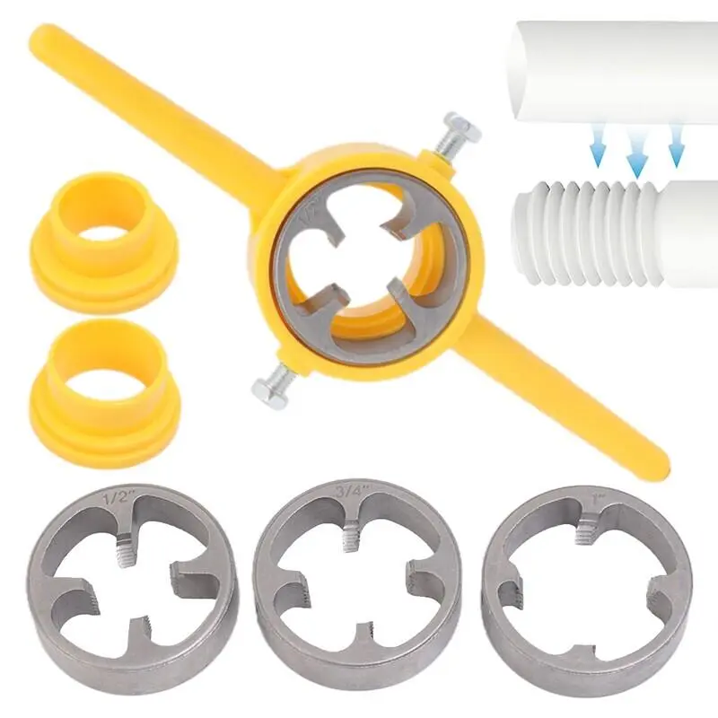 Bộ dụng cụ nhựa, 6 chiếc, Máy làm PVC và NPT, 1, 2, 3, 4, 1, Dụng cụ ren đường ống nước, Bộ cờ lê vòi chết 4