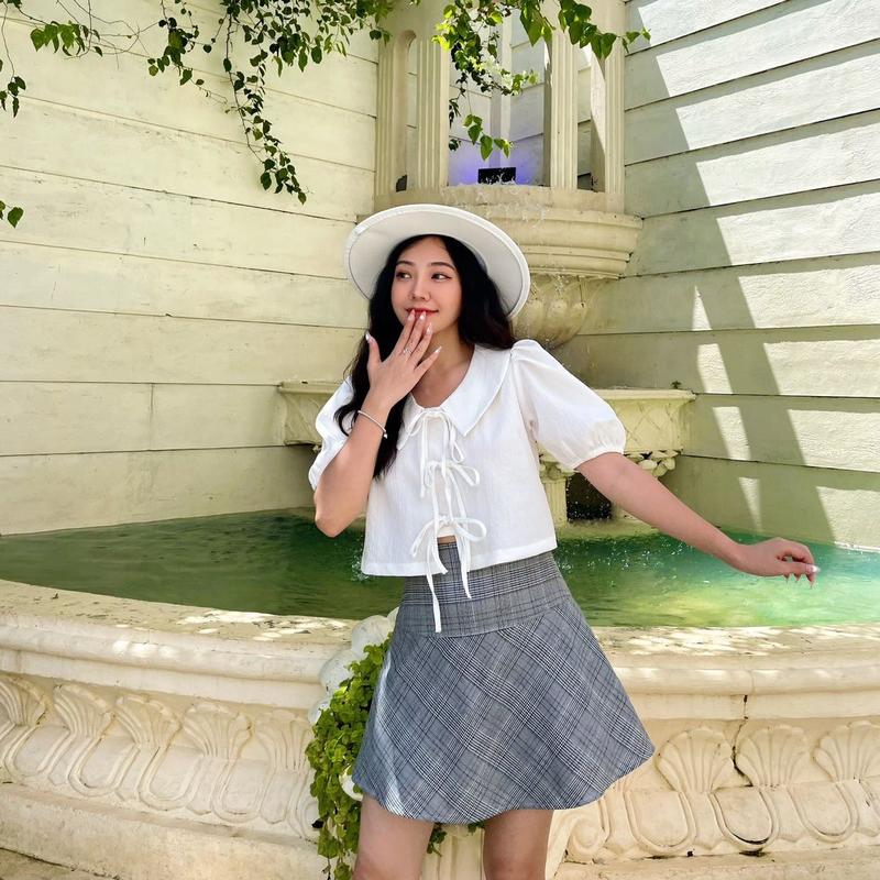 (Ảnh thật)Áo croptop tay phồng cột nơ 4