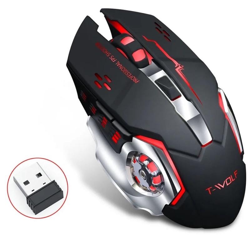 Chuột không dây gaming TEKKIN T-WOLF Q13 Wireless 2.4GHz siêu ngầu, đèn led tự thay đổi màu sắc