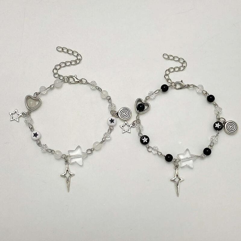 Product Introduction of Fashion Beads Bracelets Love Heart Star Handmade Y2K Charm Anime Beaded Kawaii Friendship Couple Bracelet Jewelry 0
