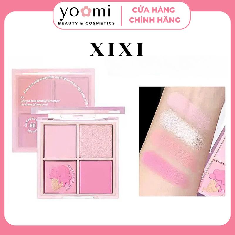 [XIXI ] Phấn Mắt Má Hồng XIXI 4 ô Nhũ Sáng Kèm Highlight Trang Điểm Tích Hợp Phấn Mắt Nhũ Lì  Lấp Lánh Dành Cho Người Mới Học Make up Cosmetic Nữ Mỹ Phẩm Women phấn  má 06 blush má  hồng lạnh tone