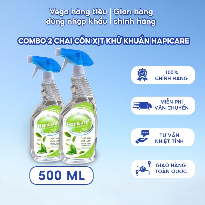 Combo 2 Chai Cồn xịt khử khuẩn 500ml Hapicare - Nước rửa tay gel khử trùng tay, Dung Dịch Rửa Tay,Khử Khuẩn, Dưỡng Ẩm và Làm Mềm Da bình  xịt