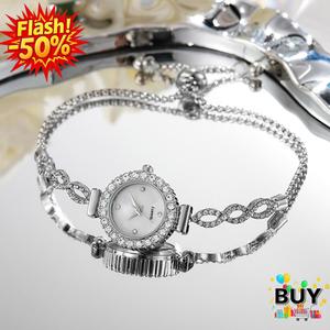 นาฬิกาทรงกลมสำหรับผู้หญิง ฝังเซอร์โคเนีย นาฬิกาควอทซ์ สร้อยข้อมือปรับระดับได้ฟรี สีเงินและสีทอง สีโรสโกลด์ เหมาะเป็นของขวัญเครื่องประดับ