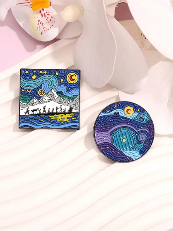 Creative Starry Sky Pattern Brooch, Cute Cartoon Badge for Daily Clothing Decor, Trendy All-match & Exquisite Brooch for Birthday Gift 5
