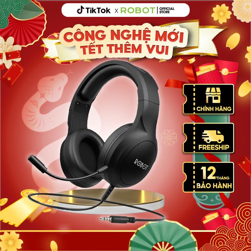 [BH 1 năm] Tai nghe chụp tai Robot RH-P20 jack cắm 3.5mm AUX dùng cho pc laptop điện thoại chơi game văn phòng pc mac với âm thanh vòm stereo