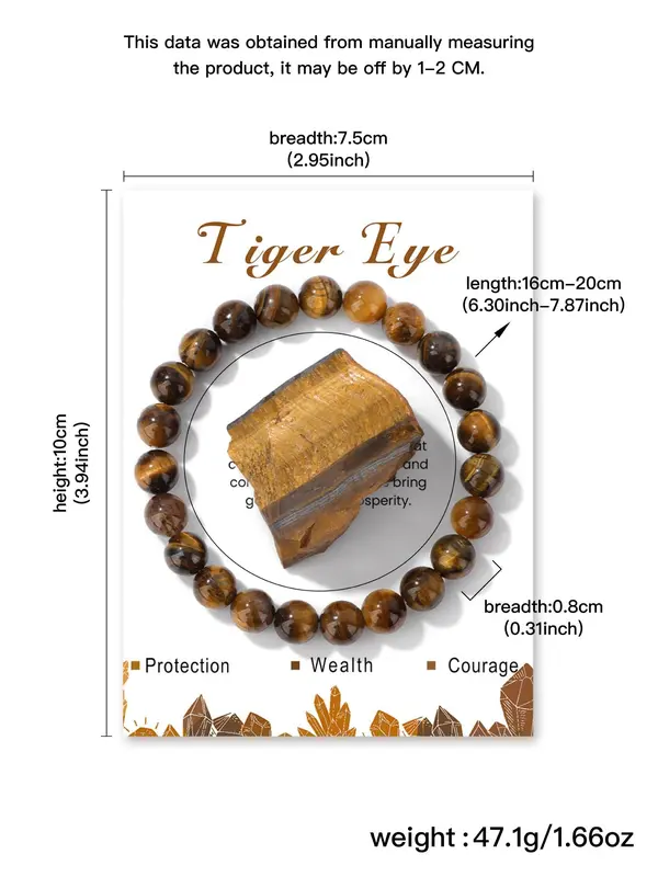 Tiger Eye Stone Beaded Bracelet, Fashion Accessories for Both Men & Women, Trendy All-match & Exquisite Jewelry for Birthday Gift 1