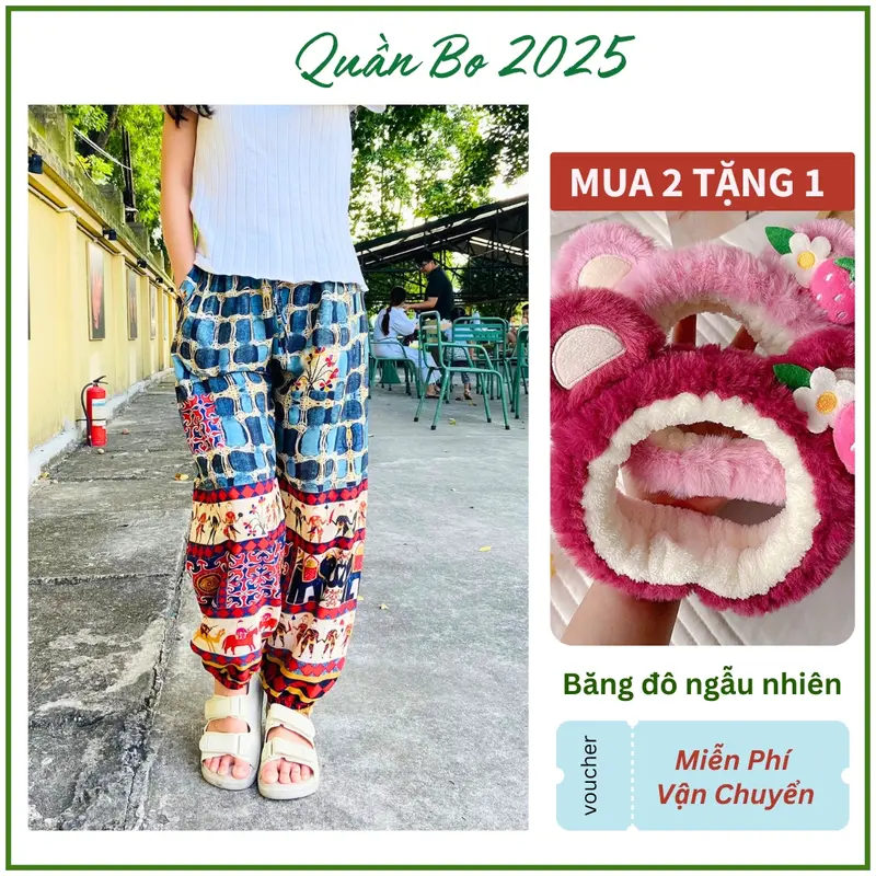Quần thổ cẩm Quần họa tiết chất lụa cát đẹp cho nam nữ hoạ tiết thổ cẩm phom to 40 - 70kg 0