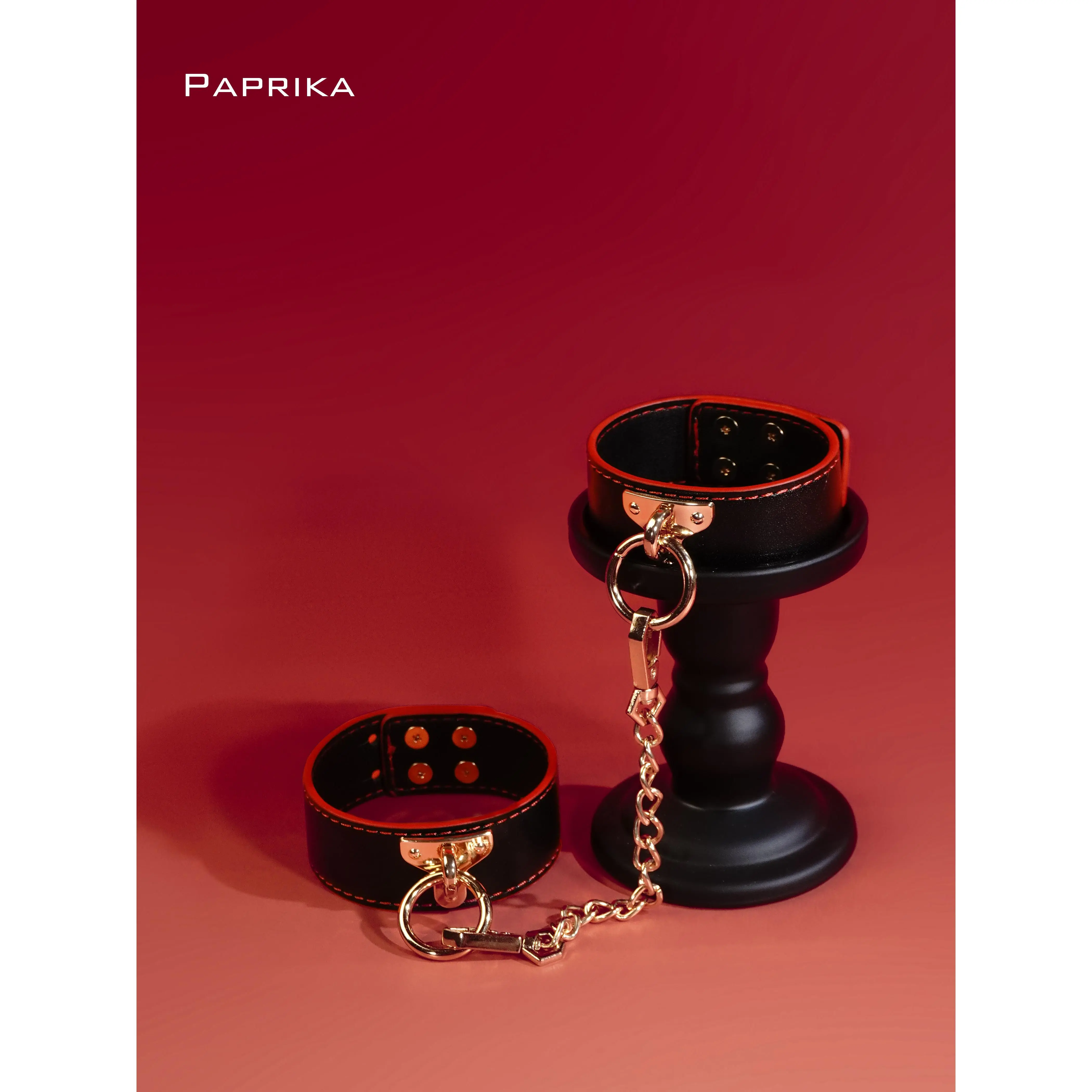 2025 Hot New PAPRIKA Black and Red Leather Handcuffs and Footcuffs ...