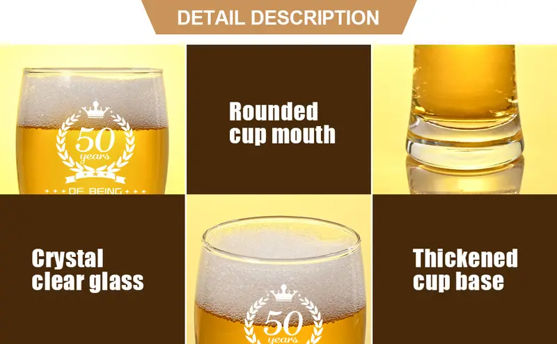 Product Introduction of Joymaking Personalised Pint Glass 15oz for Men's 50th Birthday Gifts 6