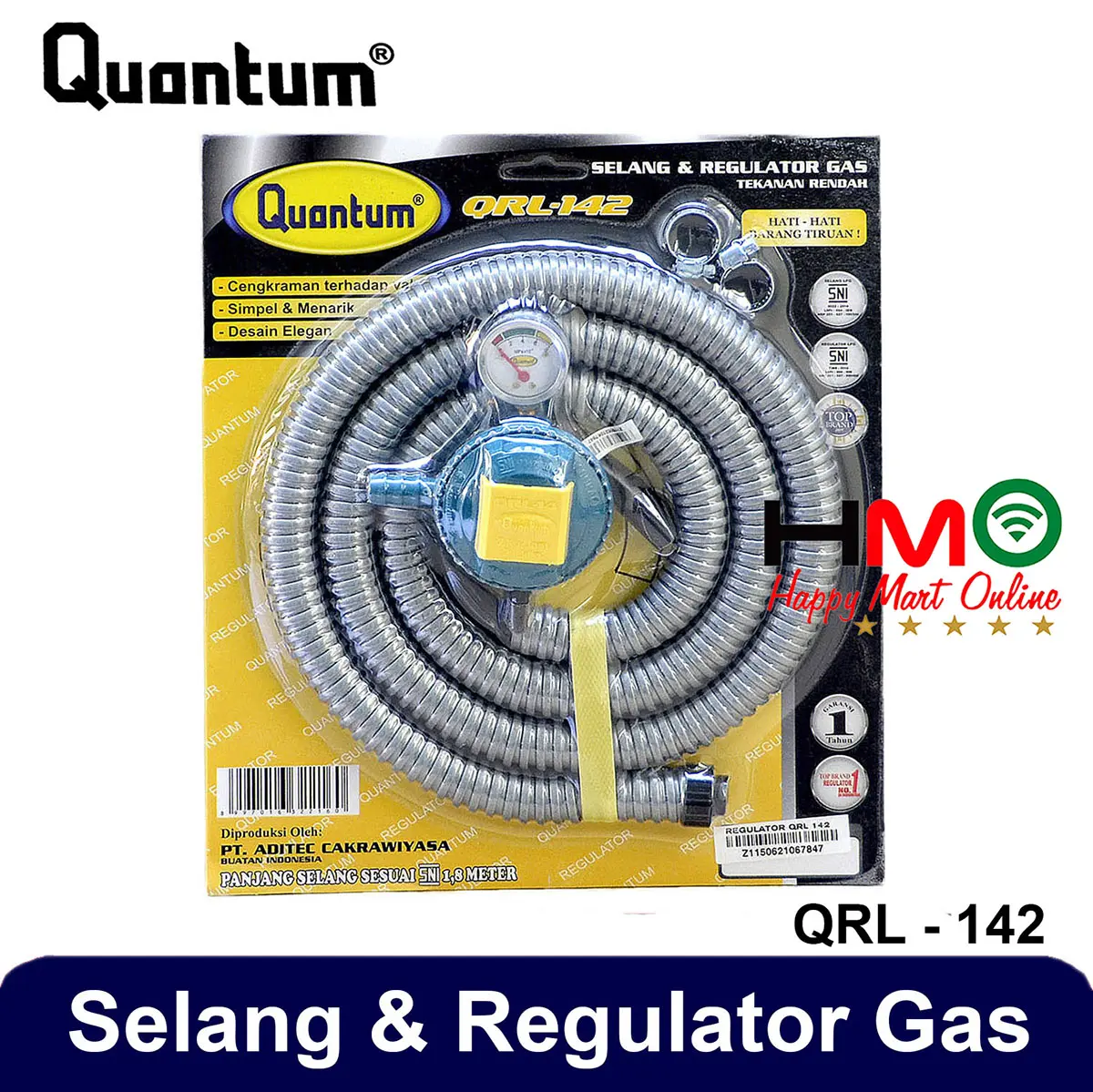 Selang + Regulator Meter Gas LPG Quantum QRL-142 Selang Regulator Kompor Gas LPG
