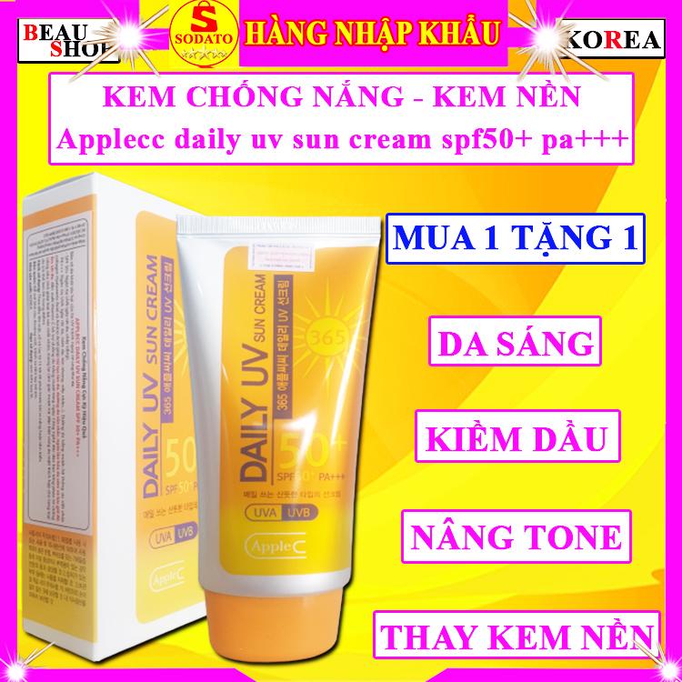 Kem chống nắng kiềm dầu nâng tone da loại xịn hàn quốc chính hãng Beau Shop daily uv sun cream 365 kcn kem nền dưỡng trắng da cho da dầu nhờn da mụn da nhạy cảm da khô cho da mặt và body SPF 50 PA+++ 75g loại tốt