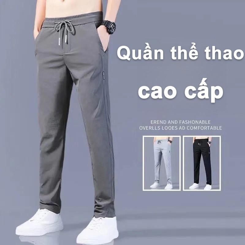 M-5xl Quần Dài Thể Thao Nam Ống Suông Quần Lao Động Nam Quần Thun Dài Mùa Hè Băng Lụa Thời Trang Hàn Quốc Đen/Xám