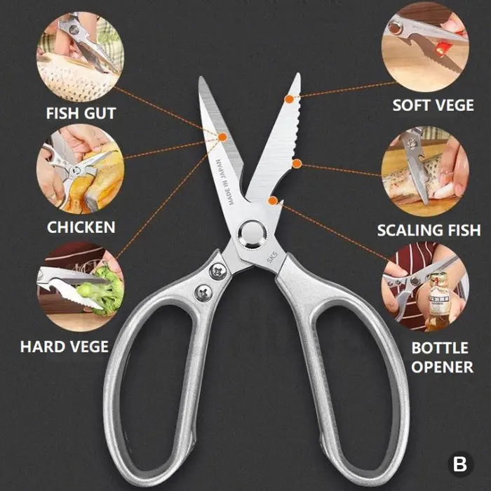 READY STOCK - Japan SK5 Multi purpose scissors 4th MULTIPURPOSE KITCHEN SCISSORS CHICKEN BONE SCISSORS Cutter M Stainless Steel Kitchenware Steel