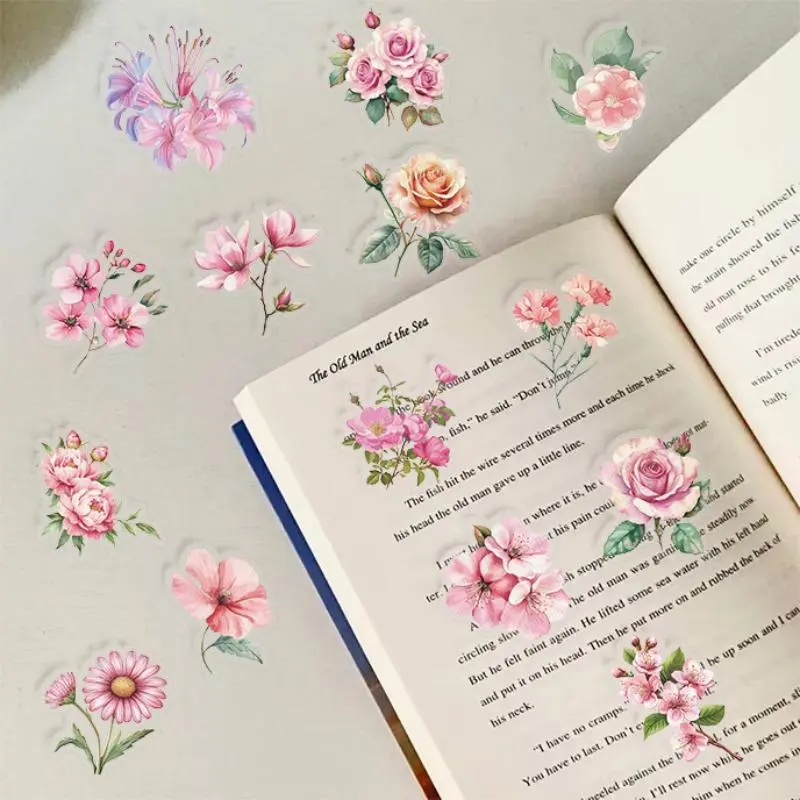 Flower Pattern Sticker, 50pcs/set Watercolor Flower Sticker, Decorative Sticker for DIY Scrapbooking, Journaling, Gift Wrapping, Greeting Card, Art Stickers 7