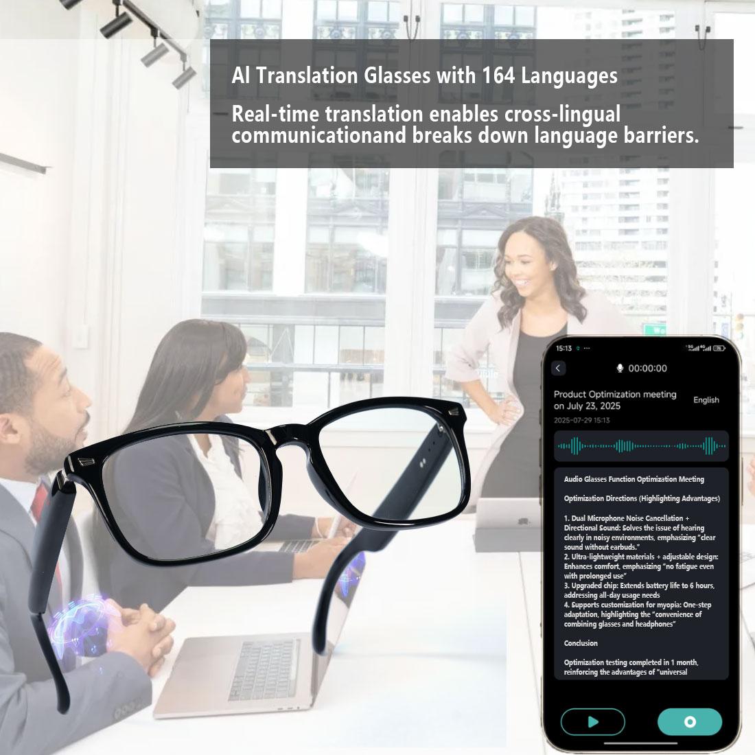 Smart glasses, app translation, color-changing lenses, high-definition voice calls, Hi-Fi music quality, open-ear audio glasses. - Image 9
