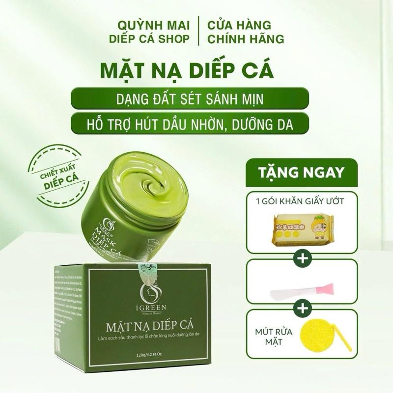 [MUA 2 TANG KCN] Mặt nạ Diếp Cá Igreen Natural Beauty 120gam, dưỡng da mặt mềm mịn. Tất cả loại da. Dạng đất sét, hỗ trợ hút bã nhờn, kiềm dầu. Cosmetics Skincare Nữ