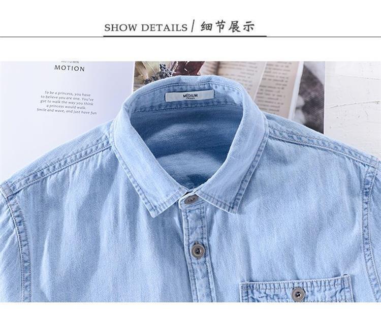 Product Introduction of Áo Sơ Mi Denim Nguyên Chất, Phong Cách Thanh Niên, Dành Cho Nam Giới, Mặc Mùa Xuân Và Mùa Thu, Dài Tay, Áo Khoác Thường Ngày Hợp Xu hướng, Năm 2025 5