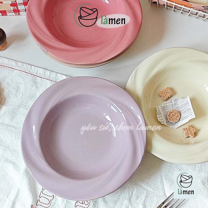 Đĩa Sứ Sâu Lòng Phong Cách Châu Âu Đĩa Tròn Đựng Mỳ Ý Sang Trọng SET006Z 