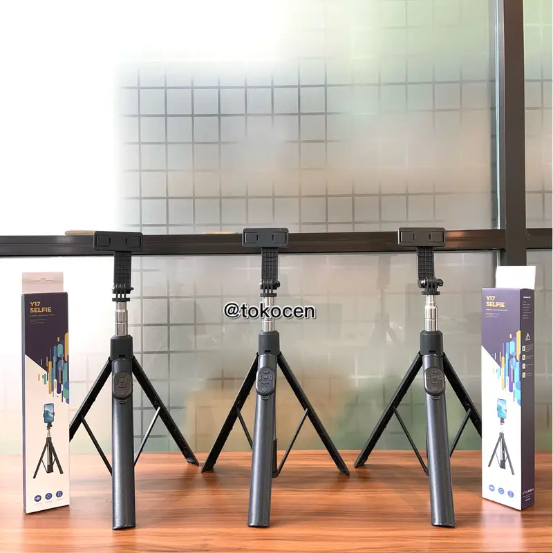 Selfie Stick Tripod Y17 Remote Bluetooth Control 1.7 M Panjang Tongsis 170 CM Kamera Tripod Murah Tripod Bluetooth Tripod Kokoh 2