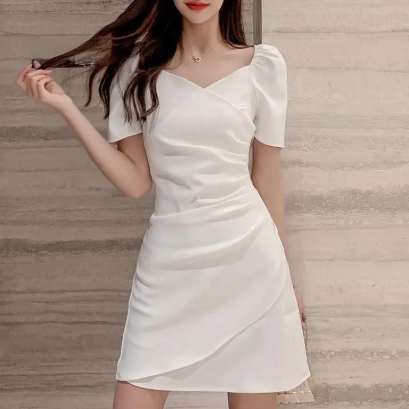 white dresses graduation Berylove Women High Neck Midi White Dress Bodycon Cut Out Long Sleeve Graduation Dress, White / US8