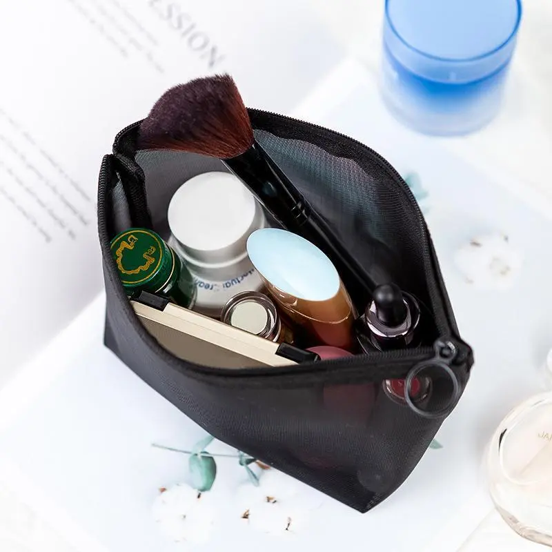 1PC Black Women Men Necessary Cosmetic Bag Transparent Travel Organizer Fashion Small Large Black Toiletry Bags Makeup Pouch