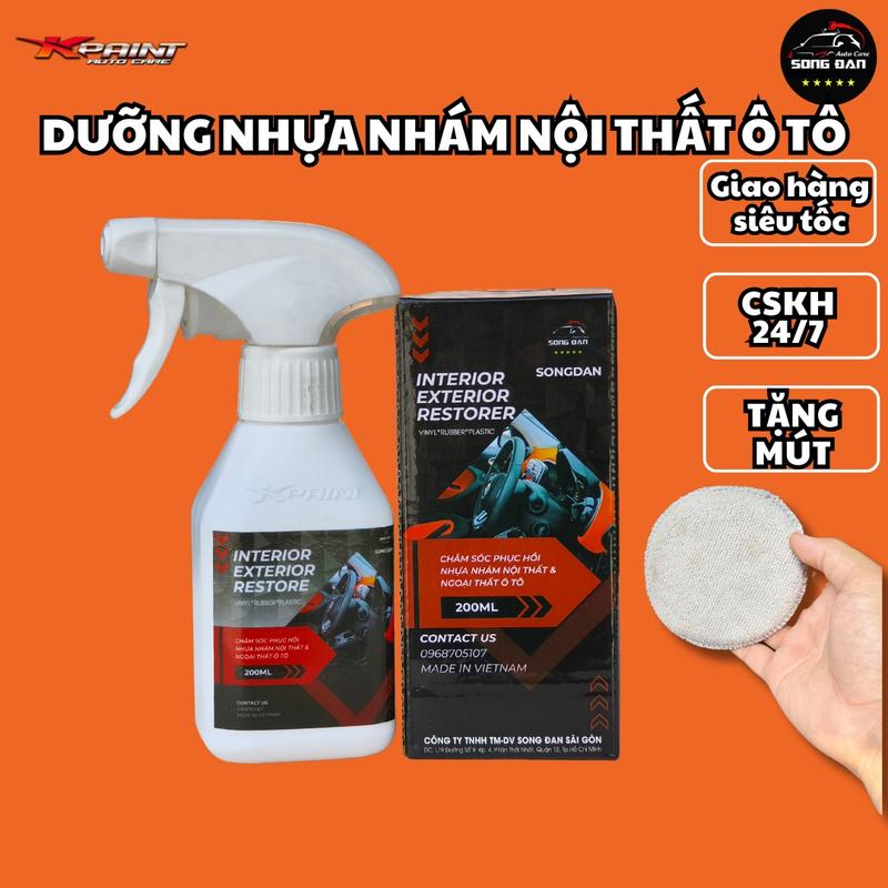 Dưỡng nhựa nhám Song Đan INTERIOR EXTERIOR RESTORE chăm sóc làm mới ngừa lão hóa các nhựa nội & ngoại thất ô tô xe máy ( tặng mút ) phục hồi