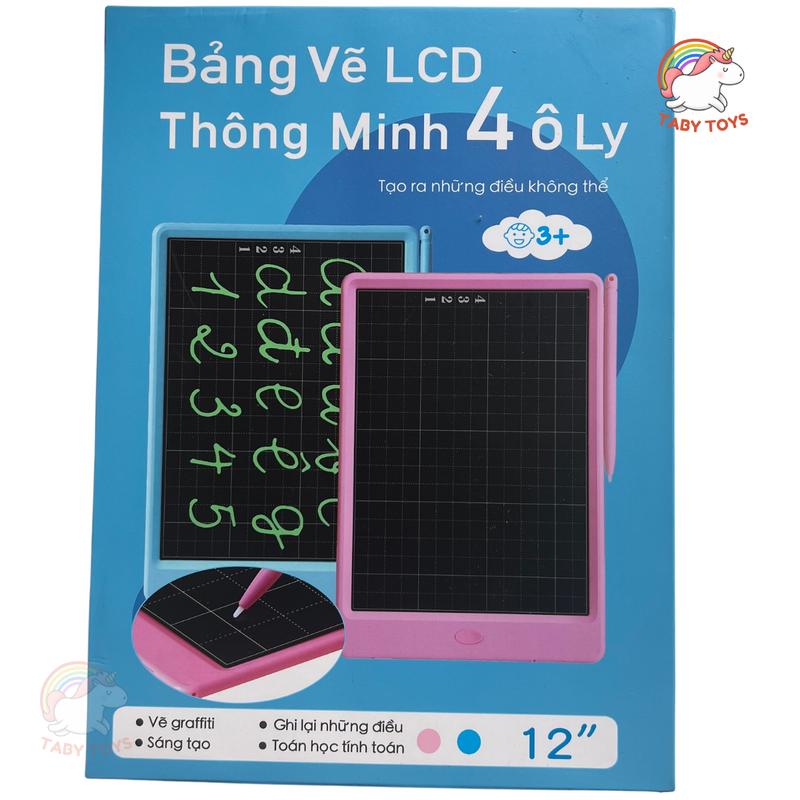 Bảng Viết Tự Xóa LCD Thông Minh 4 Ô Ly 12 inch TABY Toys Giúp Bé Luyện Viết Chữ Tập Vẽ Sáng Tạo Đồ Chơi Học Tập Cho Bé - Máy tính đồ chơi bảng tự xoá bảng điện