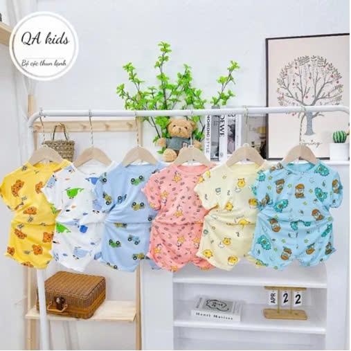 A199 Mềm Mát Bộ Cộc Tay Thun Lạnh Họa Tiết Minky Moon Cho Bé Trai Bé Gái