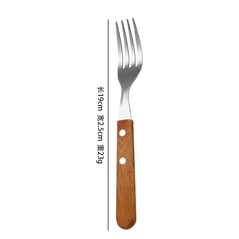 Stainless Steel Clip Handle Tableware Knife, Fork and Spoon Three-Piece Hotel Steak Knife and Fork Knife, Fork and Spoon New Creative Wooden Handle Steak Knife and Fork 6