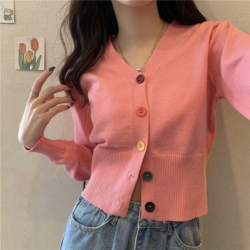 Product Introduction of Áo Thun Dài Tay Cho Nữ, Áo Ngắn Cạp Cao, Cổ Chữ V, Sang Trọng, Hàng Dệt Kim, Mùa Xuân Và Mùa Thu Top 6