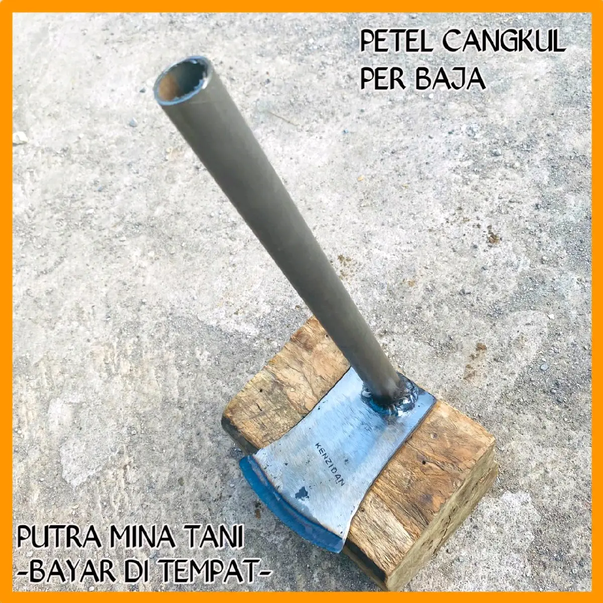 Petel cangkul gagang pipa besi - Petel cacah kayu - petel belah batu bata - Cangkul tanah bahan per baja asli