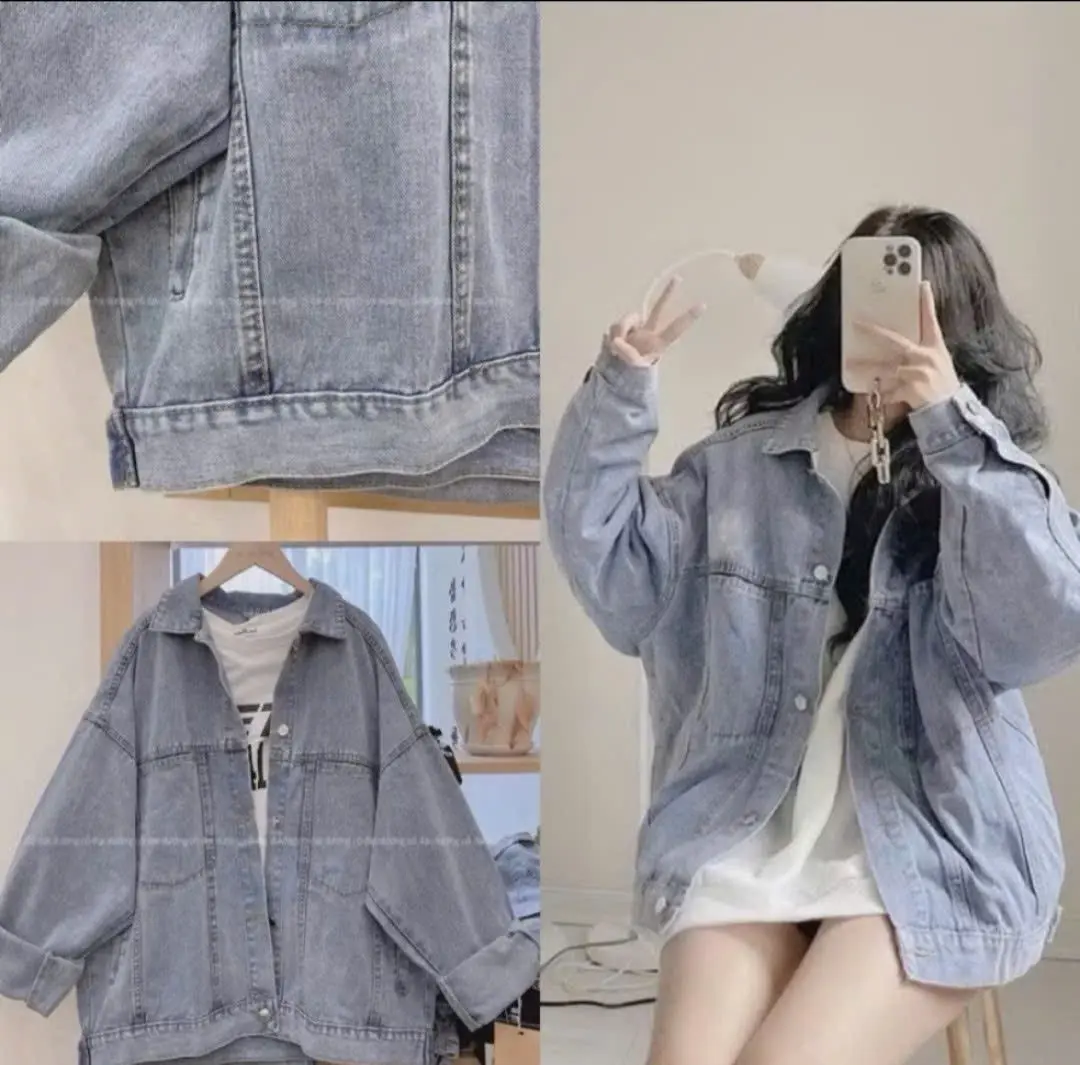 ÁO KHOÁC BÒ JEAN NỮ TÚI HỘP TRƠN SIÊU HOT,ÁO KHOÁC BÒ XANH NHẠT CỰC XINH L1