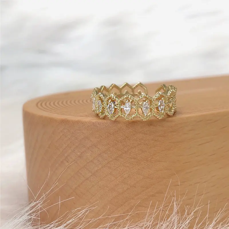 Cincin kerawang renda Prancis, kepribadian modis yang penuh dengan temperamen berlian yang cocok dengan desain cincin yang dapat disesuaikan 4