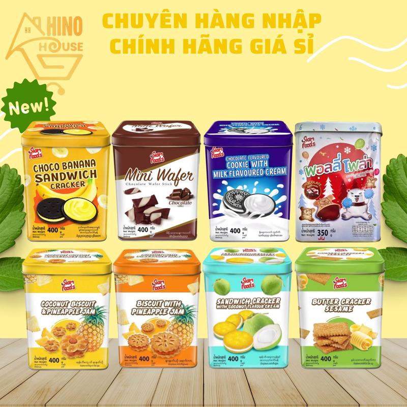 Bánh Quy Siam Food Hộp Thiếc 400g Thái Lan Nhiều Hương Vị, Thơm Ngon - Hinohouse