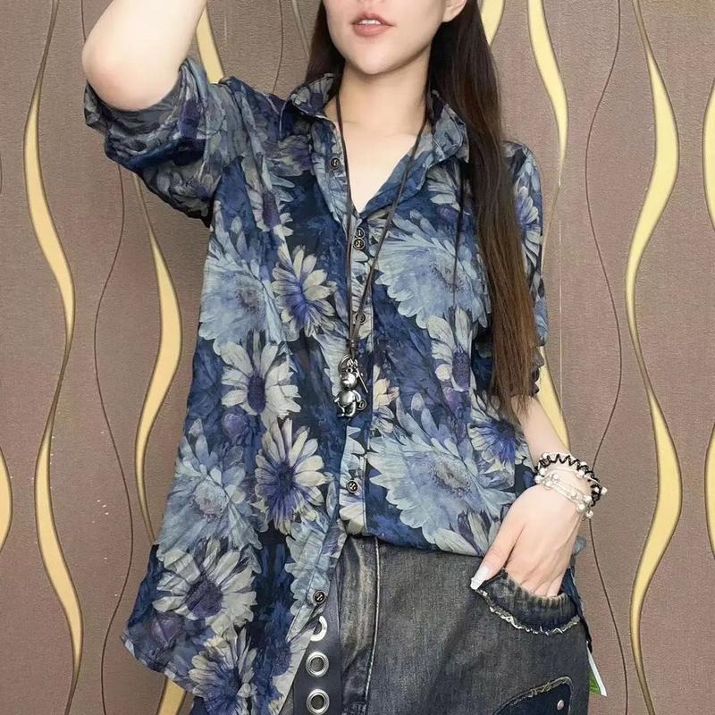 Áo Sơ Mi Cardigan In Hình Dài Tay, Hàng Mới Về, Thời Trang, Áo Cánh Dáng Rộng Thích Hợp Cho Mùa Xuân Và Mùa Thu, 2024 Nữ Women Top Shirt 5