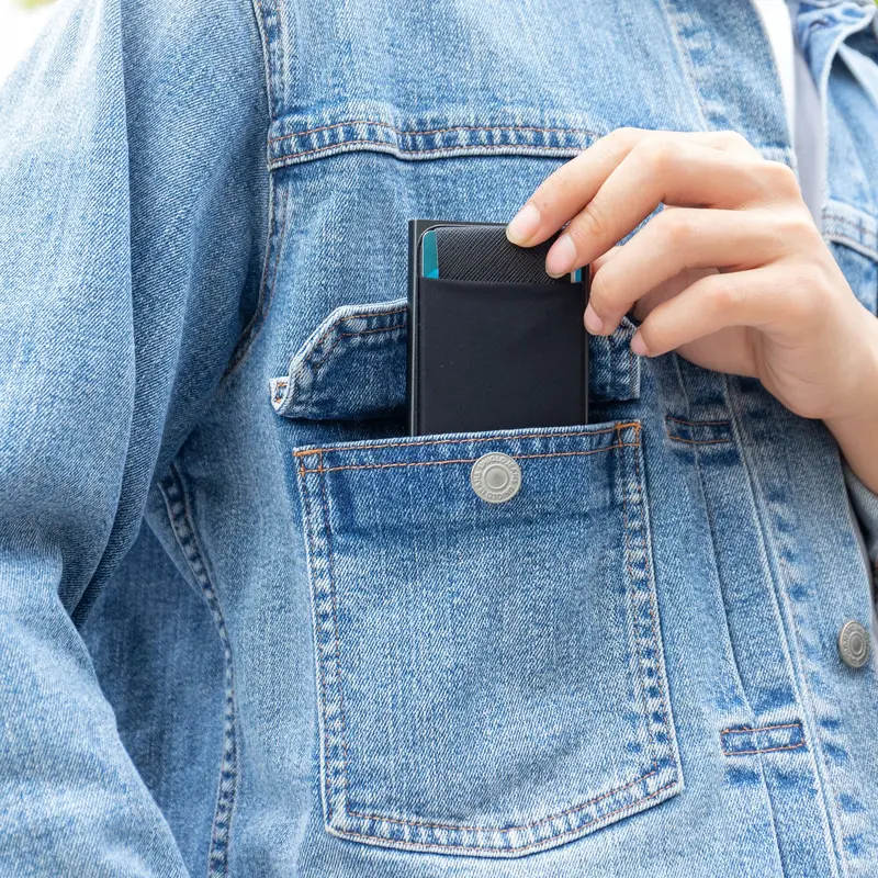 Card Holder Metal Case Smart Wallet Bank Dompet Kartu Pop Up Anti Maling RFID Blocking Hitam Id 3