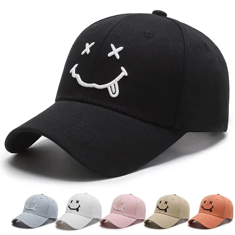 Cute Smile Baseball Cap Smiling Face Happy Hat Casual Baseball Cap Embroidery Cap Adjustable  Hat Sport