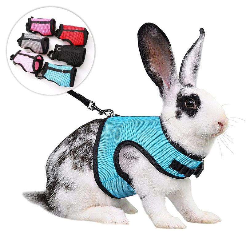 Product Introduction of Adjustable Soft Harness with Elastic Leash for Rabbits Harness Bunny Vest Harness Suit for Ferret Kittn Puppy Small Animals Pets 13