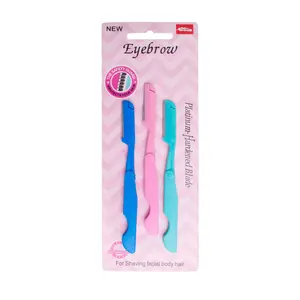 Pencukur Alis Portabel, Pisau Cukur Pembentuk Alis 3 Buah/Set Kuas