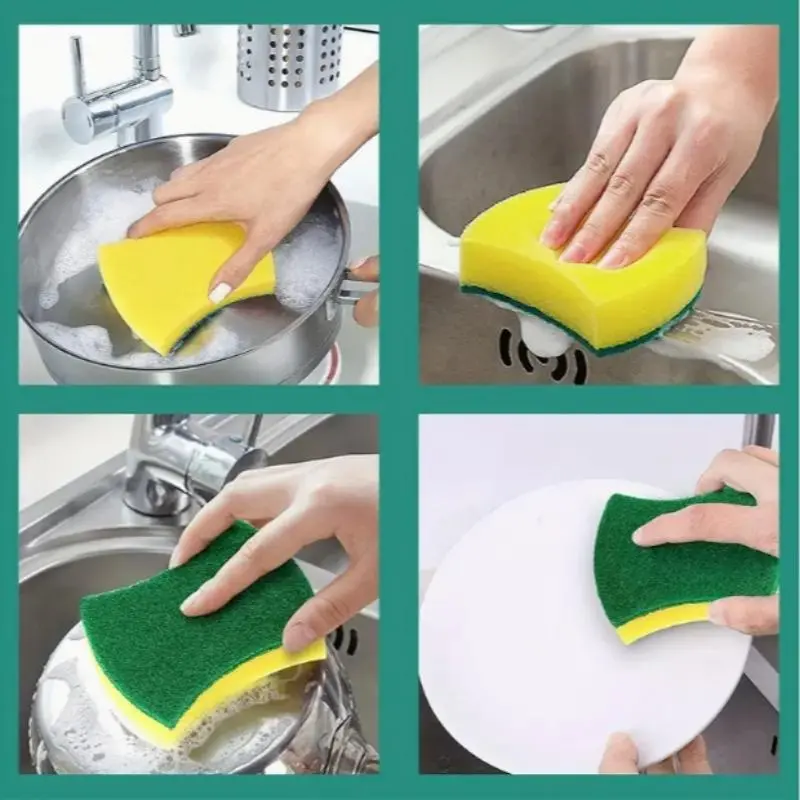 Kitchen Cleaning Sponge, 5/10pcs Modern Home Double Sided Dish Washing Sponge, Scouring Pad, Kitchen Accessories Sponges for Washing Dishes, Household Cleaning Sponge for Pan & Pot, House Cleaning Tools, Sweets Gifts for Men 4