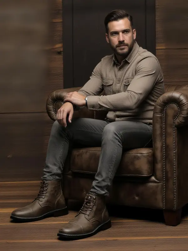 Men's Fashionable Retro Boots, Casual Comfortable Ankle Boots for Men, Fashionable Boots for Daily Wear, Boy 3