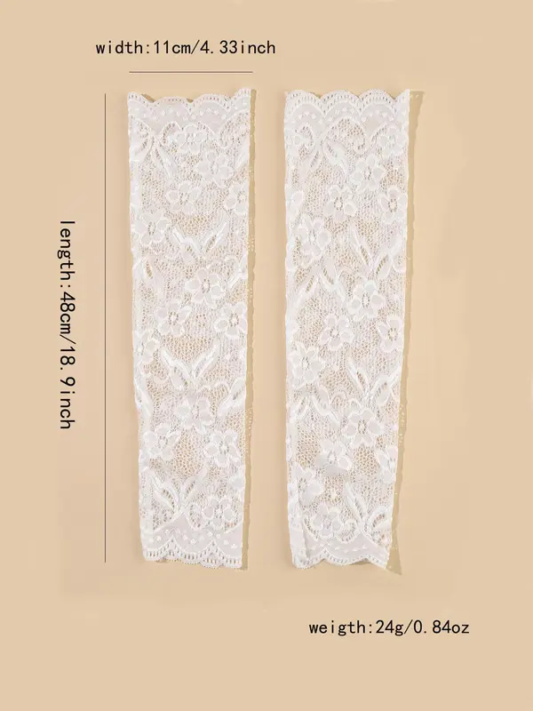 Women's Summer 2024 Fashion Lace Flower Design Arm Sleeves, Elegant Sun Protection Gloves for Women & Girls, Fashion Gloves for Party, Daily Clothing Decor 5