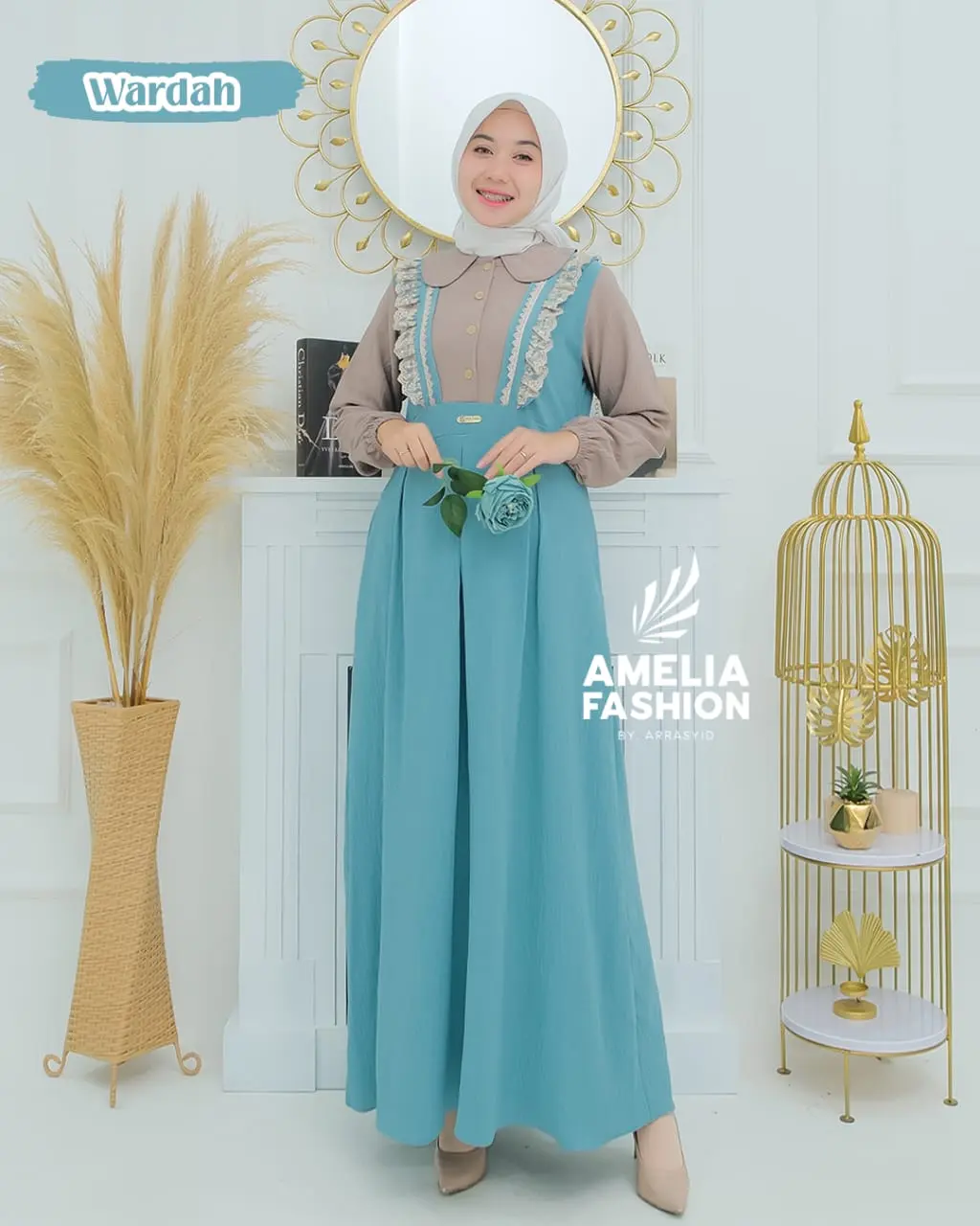 GAMIS ALUNA DRESS ORI AMELIA FASHION / MATT CRINKLE Kancing Muslim Wanita Airflow