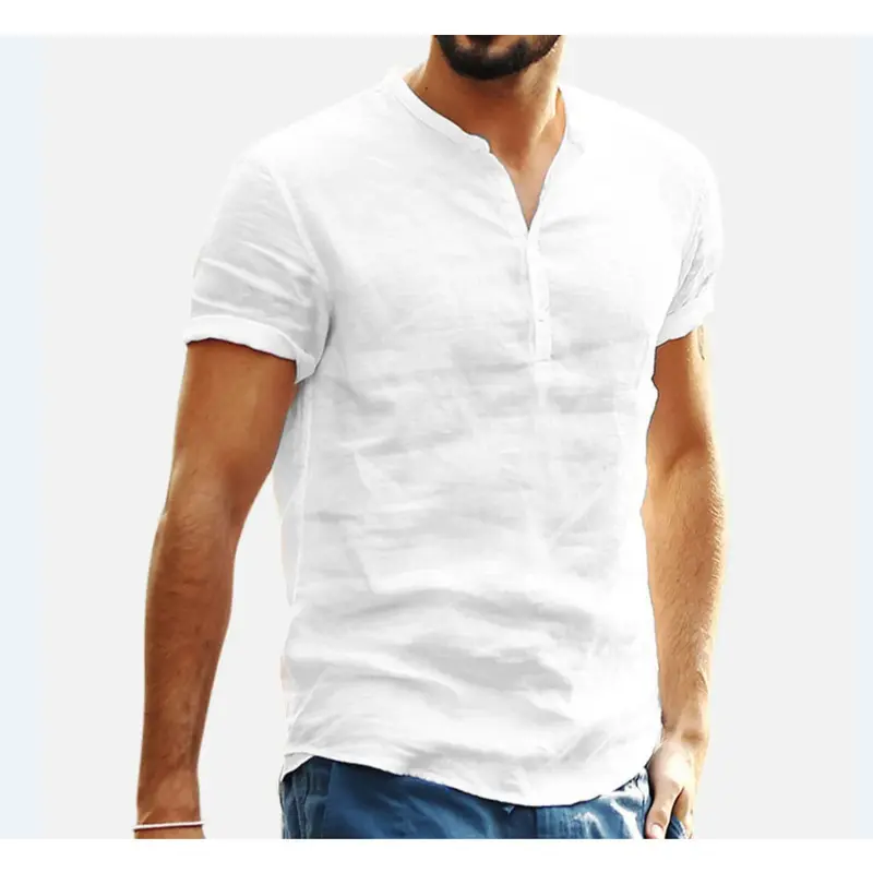 Kemeja Pria Lengan Pendek Bahan Linen Premium Casual 3
