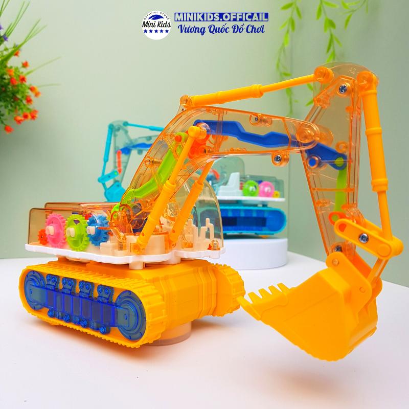 Đồ chơi Ô Tô Xe múc ,xe cẩu đồ chơi chạy PIN kiểu trong suốt có đèn có nhạc âm thanh ánh sáng vui nhộn tặng kèm PIN - MiniKids Toy