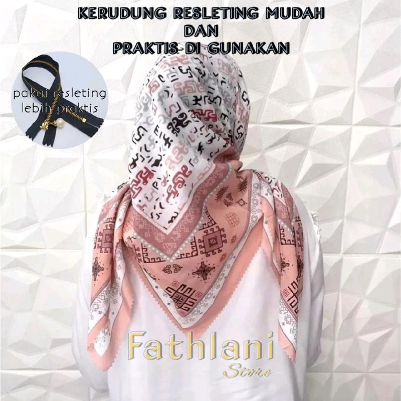 hijab resleting  motif lebih praktis di pakai / hijab instan / kerudung motif zipper instant Muslim Voal Nyaman di pakai Mewah Segi Lembut 3