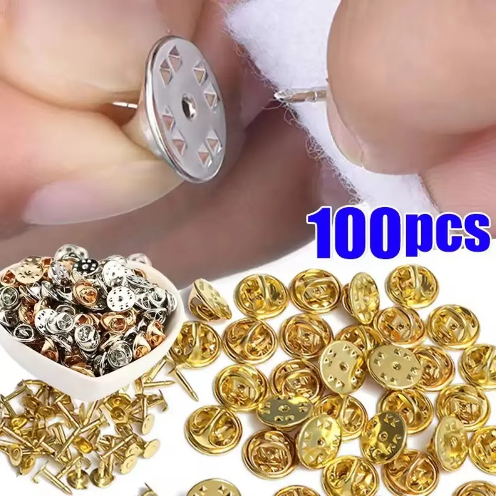 100Pcs/Set DIY Brooch Base Pins Nail Tie Tack Lapel Pin Back Clutch ...