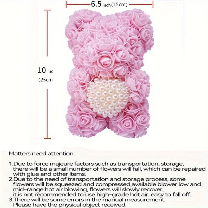 Product Introduction of Artificial Rose Bear, 1 Count Handmade Rose Bear with Box, Decorative Flower for Home Party Anniversary, Gift for Girlfriend, Mother, Decoration, Rosy Eternal Flowers, Roses Bouquet, Pink Flower 1