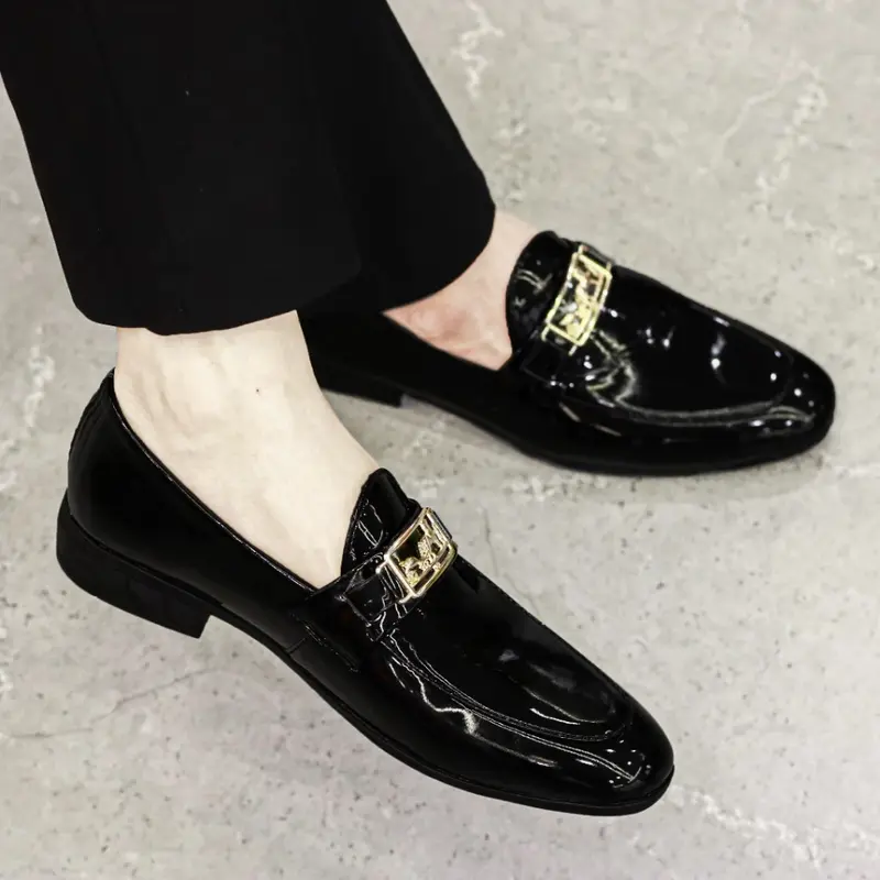 Giày Lười Da Nam Cao Cấp HOT TREND 2024 Chất liệu Da Bóng H.M, Phong cánh Hàn Quốc Shoes Đế Bằng Loafer  Cao Su 6
